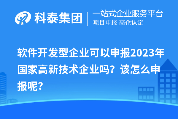 软件开发型企业可以申报2023年国家高新技术企业吗?该怎么申报呢?