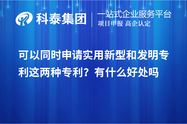 可以同时申请实用新型和发明专利这两种专利?有什么好处作用吗