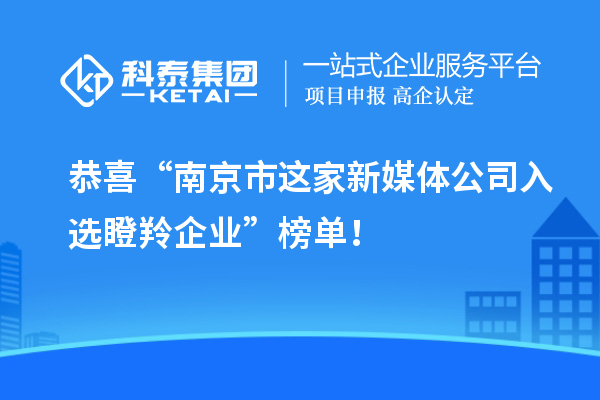 恭喜“南京市这家新媒体公司入选瞪羚企业”榜单!