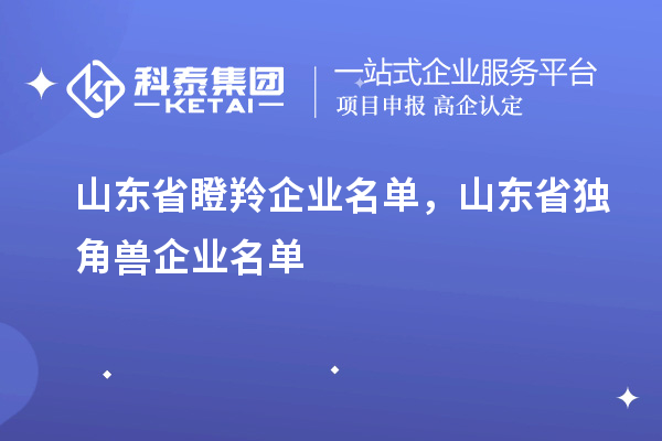 山东省瞪羚企业名单,山东省独角兽企业名单