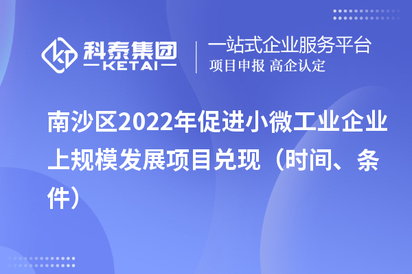 南沙区2022年促进小微工业企业上规模发展项目兑现(时间、条件)