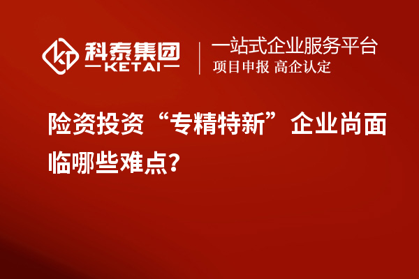 险资投资“专精特新”企业尚面临哪些难点?