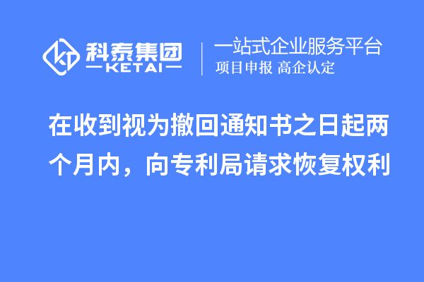 在收到视为撤回通知书之日起两个月内,向专利局请求恢复权利