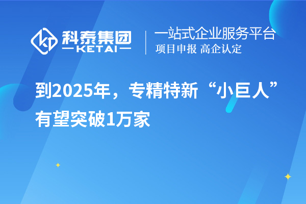 到2025年,专精特新“小巨人”有望突破1万家