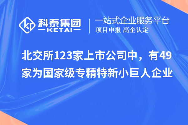 北交所123家上市公司中,有49家为国家级专精特新小巨人企业