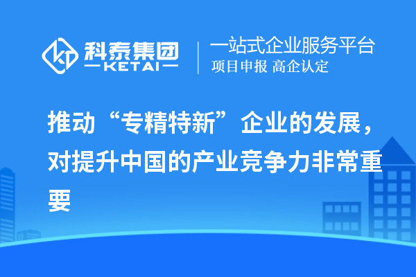 推动“专精特新”企业的发展,对提升中国的产业竞争力非常重要