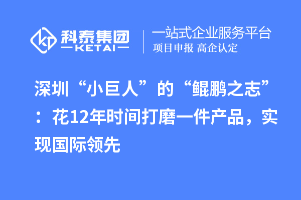 深圳“小巨人”的“鲲鹏之志”:花12年时间打磨一件产品,实现国际领先