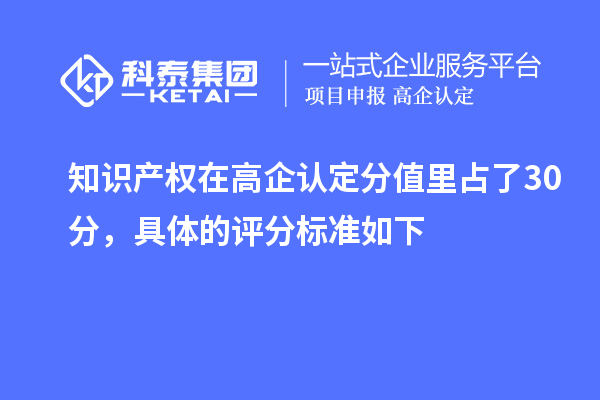 知识产权在高企认定分值里占了30分,具体的评分标准如下