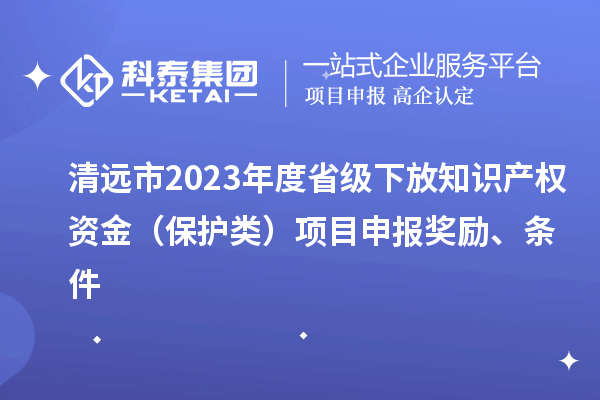 清远市2023年度省级下放知识产权资金(保护类)项目申报奖励、条件