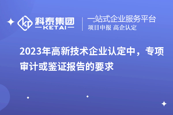 2023年高新技术企业认定中,专项审计或鉴证报告的要求