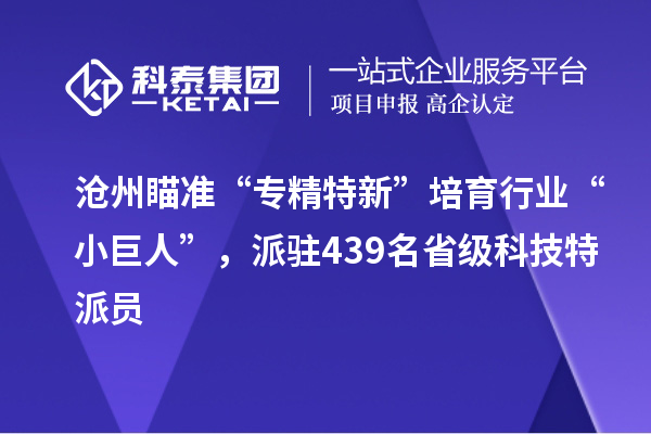 沧州瞄准“专精特新”培育行业“小巨人”,派驻439名省级科技特派员