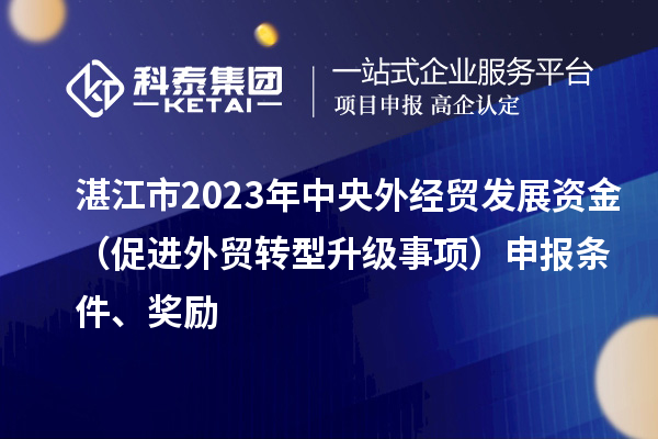 湛江市2023年中央外经贸发展资金(促进外贸转型升级事项)申报条件、奖励