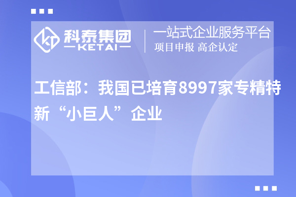 工信部:我国已培育8997家专精特新“小巨人”企业
