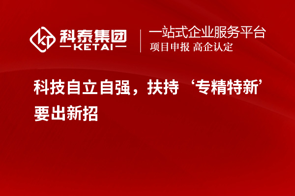 科技自立自强,扶持‘专精特新’要出新招