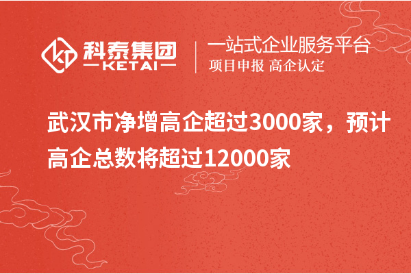 武汉市净增高企超过3000家,预计高企总数将超过12000家