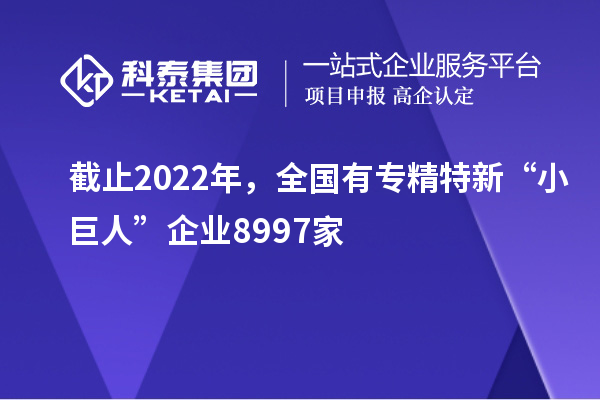截止2022年,全国有专精特新“小巨人”企业8997家
