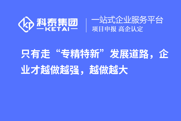 只有走“专精特新”发展道路,企业才越做越强,越做越大
