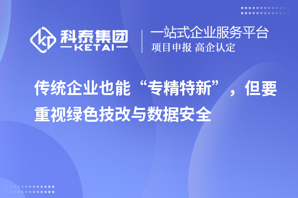 传统企业也能“专精特新”,但要重视绿色技改与数据安全