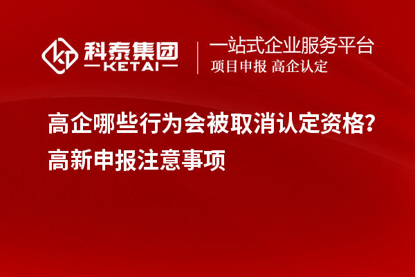 高企哪些行为会被取消认定资格?高新申报注意事项