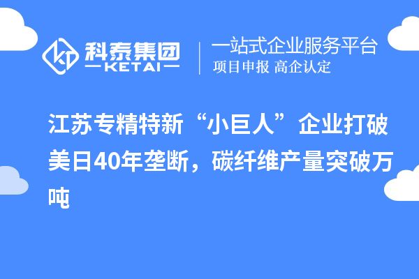 江苏专精特新“小巨人”企业打破美日40年垄断,碳纤维产量突破万吨