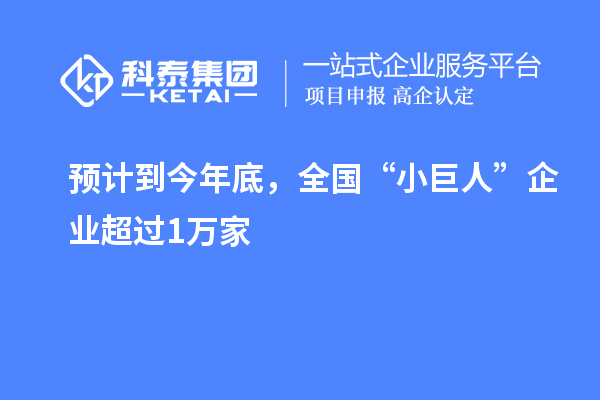 预计到今年底,全国“小巨人”企业超过1万家