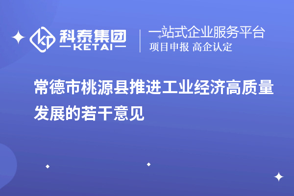常德市桃源县推进工业经济高质量发展的若干意见