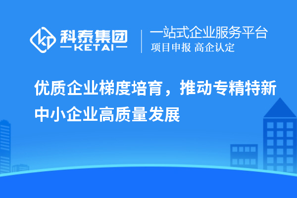 优质企业梯度培育,推动专精特新中小企业高质量发展