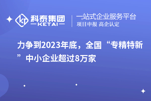 力争到2023年底,全国“专精特新”中小企业超过8万家