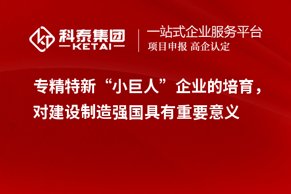 专精特新“小巨人”企业的培育,对建设制造强国具有重要意义