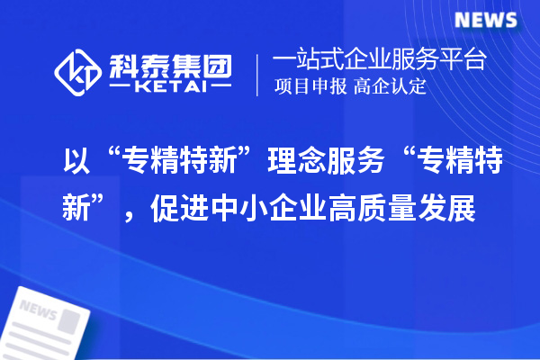 以“专精特新”理念服务“专精特新”,促进中小企业高质量发展