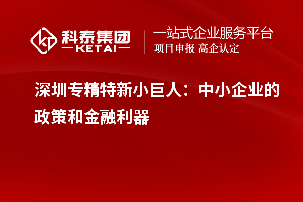 深圳专精特新小巨人:中小企业的政策和金融利器