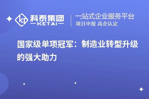 国家级单项冠军:制造业转型升级的强大助力