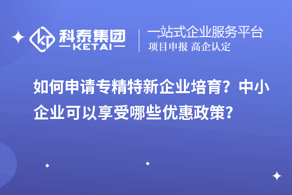 如何申请专精特新企业培育?中小企业可以享受哪些优惠政策?