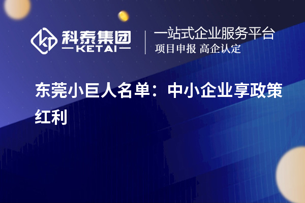 东莞小巨人名单:中小企业享政策红利