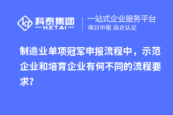 制造业单项冠军申报流程中,示范企业和培育企业有何不同的流程要求?