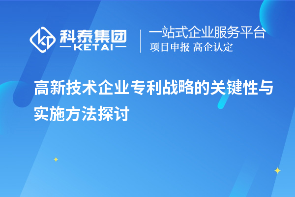 高新技术企业专利战略的关键性与实施方法探讨