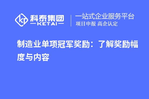 制造业单项冠军奖励:了解奖励幅度与内容