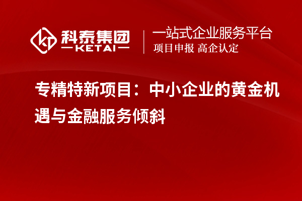 专精特新项目:中小企业的黄金机遇与金融服务倾斜