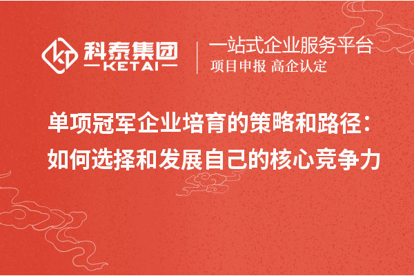 单项冠军企业培育的策略和路径:如何选择和发展自己的核心竞争力