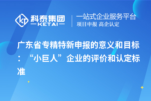 广东省专精特新申报的意义和目标:“小巨人”企业的评价和认定标准