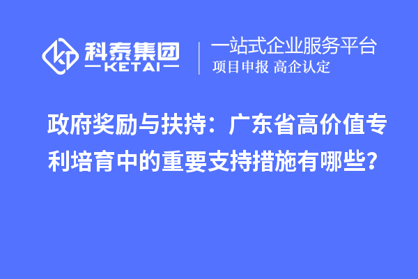 政府奖励与扶持:广东省高价值专利培育中的重要支持措施有哪些?