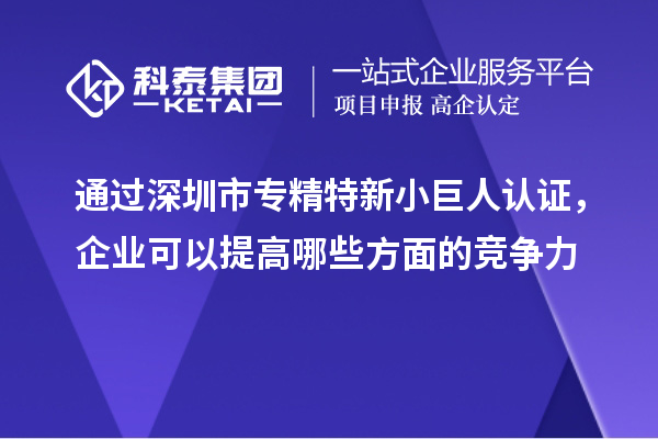 通过深圳市专精特新小巨人认证,企业可以提高哪些方面的竞争力