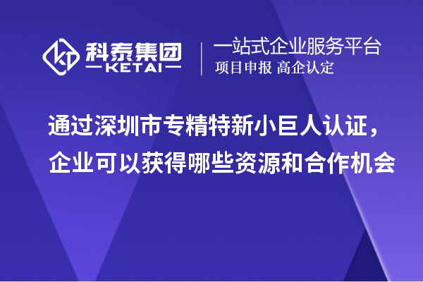 通过深圳市专精特新小巨人认证,企业可以获得哪些资源和合作机会