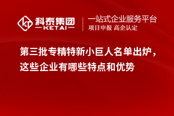 第三批专精特新小巨人名单出炉,这些企业有哪些特点和优势