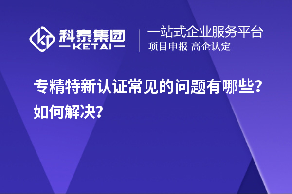 专精特新认证常见的问题有哪些?如何解决?