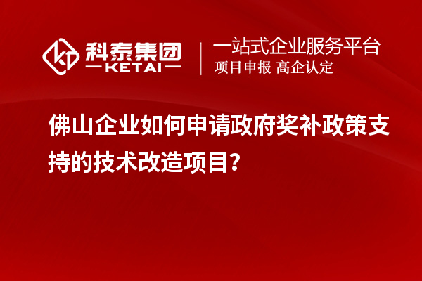 佛山企业如何申请政府奖补政策支持的技术改造项目?