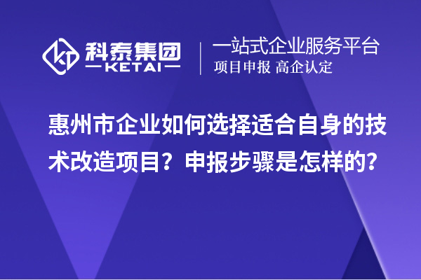 惠州市企业如何选择适合自身的技术改造项目?申报步骤是怎样的?