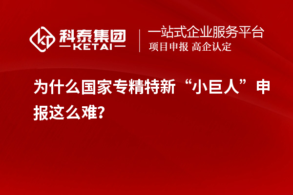 为什么国家专精特新“小巨人”申报这么难?