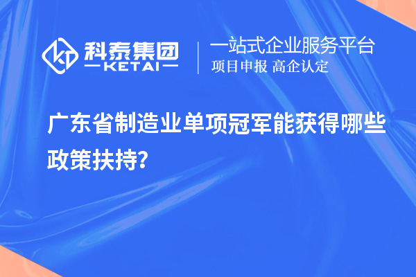 广东省制造业单项冠军能获得哪些政策扶持?