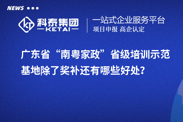 广东省“南粤家政”省级培训示范基地除了奖补还有哪些好处?